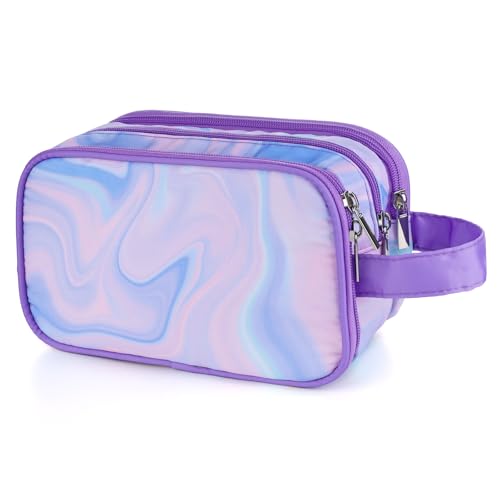 Purple Toiletry Bag for Girls, Travel Toiletry Bag for Teen Girls Cosmetic Bag Makeup Bag Waterproof Hanging Wash Bag Kids Toiletries - color: Fluids-Purple