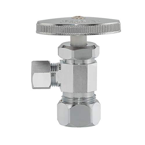 Eastman 3/8 Inch OD Compression x 5/8 Inch OD Compression Multi-Turn Angle Stop Valve, Brass Plumbing Fitting, Chrome, 04348LF - size: 3/8 in. OD x 5/8 in. OD