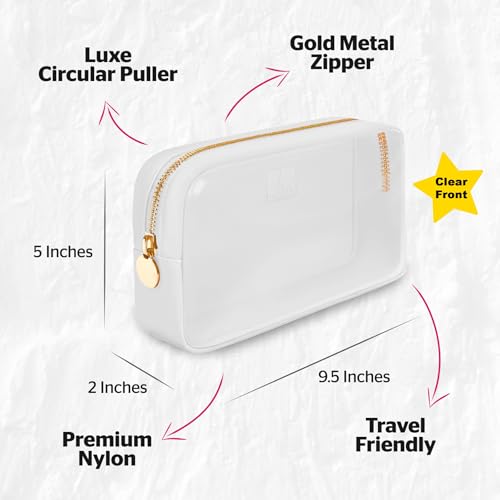 DANCOUR Small Clear Makeup Bag – Mini Pouch for Purse, White Cosmetic Travel Case, Compact Clear Cosmetic Bag, Mini Purse Pouch for Travel - color: White, style: Small