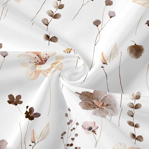 Gibelle 3 in 1 Shower Curtain Set, Brown Watercolor Floral Bath Curtain and PEVA Liner Set with 12 Double Sided Steel Hooks, Waterproof Fabric Bathroom Curtain 72x72 - color: Brown, size: 72"W x 72"L (Pack of 1)
