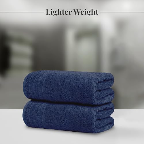 Tens Towels Pack of 8 Towels Set, 2 Extra Large Bath, 2 Hand, 4 Washcloths, 100% Cotton, Lighter Weight, Quicker to Dry, Super Absorbent, Perfect for Bathroom, Navy - color: Navy