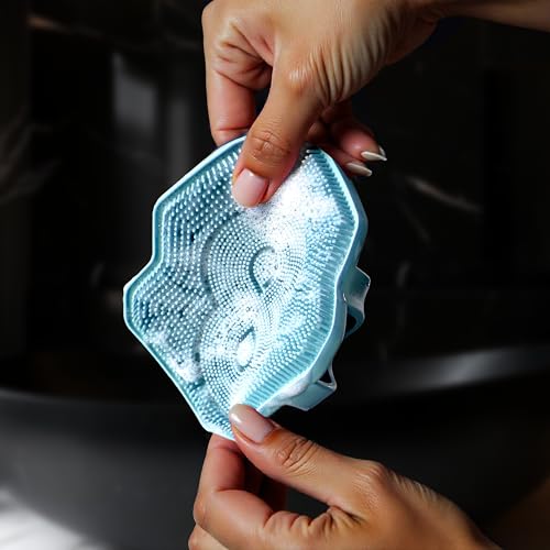 Silicone Shower Scrubber for Body – Exfoliating Loofah Alternative, Zinc & Silver-Infused, Hygienic & Gentle for Sensitive Skin, Durable & Long-Lasting Body Scrubber for Men - Sky Blue - color: Sky Blue