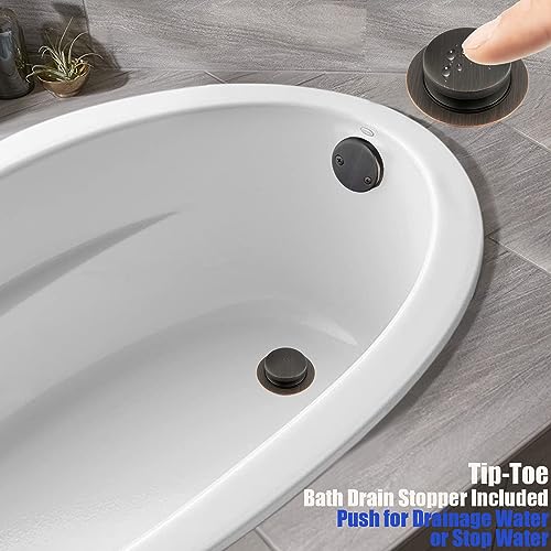 Artiwell 1-1/2" Black Tubular Bath Drain Kit with Tip-Toe Bath Drain Stopper, Touch-Toe Tub Drain, Tip Toe Bathtub Drain Waste and Overflow With Plug and Bathtub Overflow Drain Cover,Oil Rubbed Bronze - color: Oil Rubbed Bronze