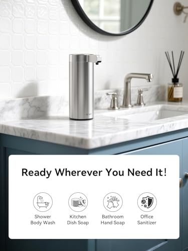 SUNLY Touchless Automatic Soap Dispenser – Clog-Free Pump, 0.2s Fast Sensor, USB-C Rechargeable, Smudge-Resistant Stainless Steel, for Kitchen & Bathroom Soap Dispenser - color: Silver