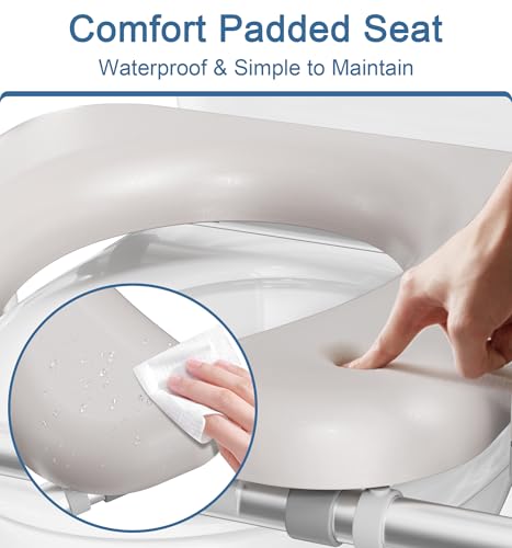 soundfuse Heavy Duty Raised Toilet Seat with Handles for Senior, 400 lbs | Adjustable Height & Width, Aluminum Reinforced Frame, Padded Seat, Handicap Elevated Toilet Seat Riser, Fit Most Toilets