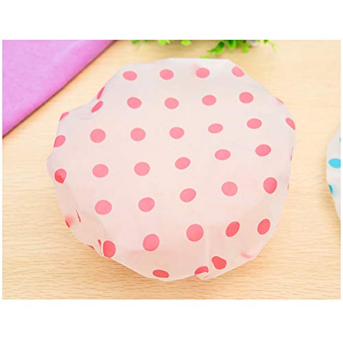 3 Pcs Waterproof Shower Caps, Plastic Reusable Bath Caps Elastic Band Bath Hair Hat for Women Ladies Spa Salon