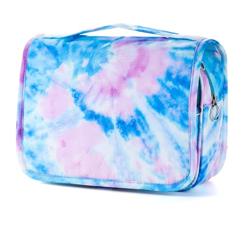 Kids Hanging Toiletry Bag for Girls, Travel Toiletry Bag for Little Young Girls Cosmetic Makeup Waterproof Wash Bag Toddler Traveling Toiletries, Tie Dye Blue - color: Tie Dye-Blue