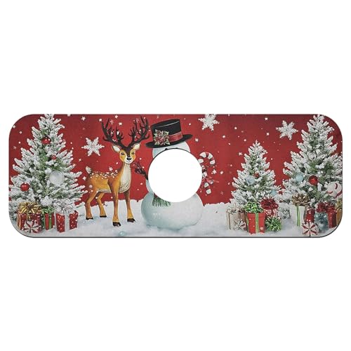 Faucet Fast Absorbent Pad - Christmas Snowman Reindeer , Suitable For Kitchen, Bathroom, Island And Other Scenes - color: Christmas Snowman Reindeer