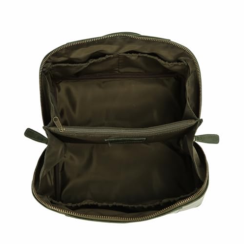 KomalC Luxury Leather Men’s Toiletry Travel Bag – Handmade Shaving Kit with Waterproof Interior, Spacious Storage & Carry Handle – leather travel Kit Bag for Men & Women (Green) - color: Green