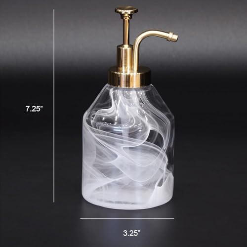 Bathroom Glass Soap Dispenser Set, 2 Pack 375ml/12.7 Oz Unique 3D Cloud Pattern Thick Glass Soap Bottle with Gold Pump for Bathroom Counter, Kitchen Dish Soap Dispenser (White) - color: White-02