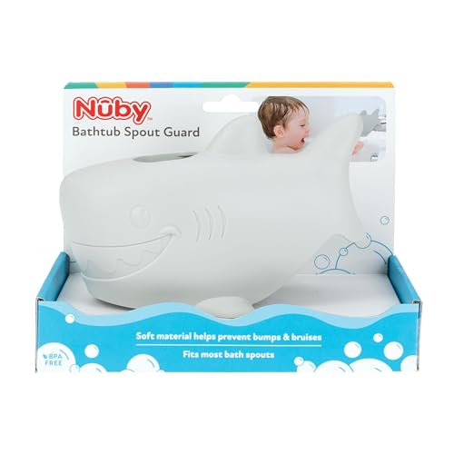 Nuby Bathtub Safety Spout Guard - Compatible with Most Standard Faucets - Bath Toys - Shark - style: Shark