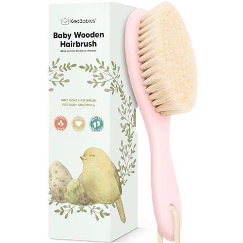 Wooden Baby Hair Brush for Toddler, Infant Cradle Cap (Blush, Regular) | Soft Goat Bristles Brush for Newborn Girl, Boy Hair, Scalp, Styling, Gentle Grooming, Baby Comb, Baby Bath Essentials - color: Blush, size: Oval, Regular 7"