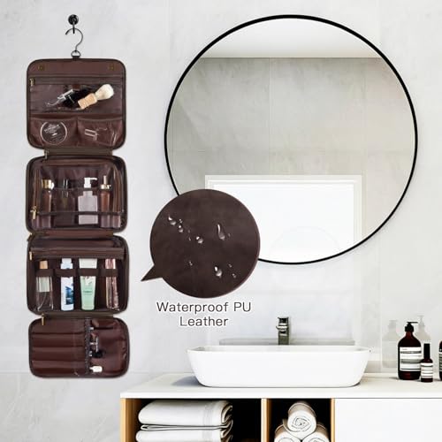 Personalized Dad Gifts from Daughter Son 3-in-1 Mens Toiletry Travel Bag, Unique Hanging Shaving Bag Valentines Easter Fathers Day Birthday Gifts for Men Father New Dad Grandpa Dark Brown A - color: Dark Brown, style: A