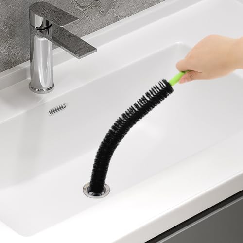 2 Pcs Drain Clean Brush Set,with 2 S-shape Hooks Extended Dryer lint Removal Brush Drain Clog Remover for Toilet, Kitchen Sink, Sewer Drain, Bathroom Tub(size:16 inch)