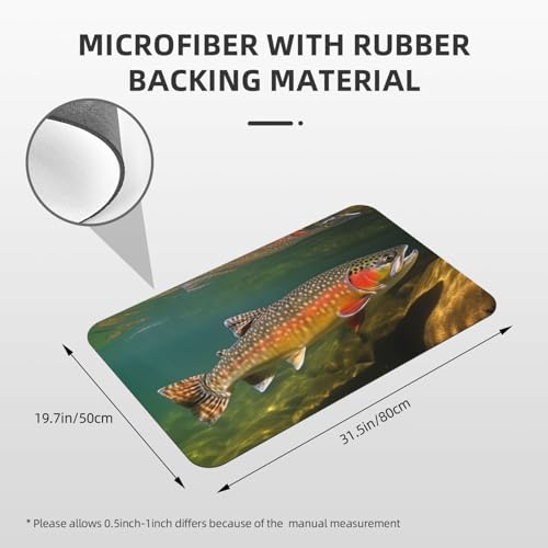 Stone Bath Mats for Bathroom Diatomaceous Earth Bath Mat Super Absorbent Floor Mat Brook Trout Fly Fishing Stone Drying Mats Quick Drying Diatomite Shower Mat for Bathtub Pad 19.7x31.5in - color: Brook Trout Fly Fishing, size: 1'8" x 2'8" (Rectangular)