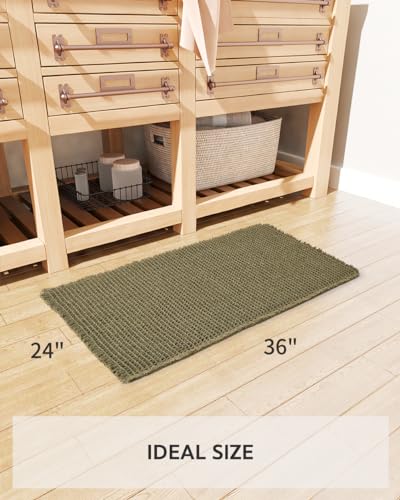 tchdio Waffle Bath Mat, Super Absorbent Non Slip Bath Mat Ultra Soft Bathmat Machine Washable Bath Rugs with Tassels, Beside Tub, 24" x 36" - color: Green, size: 24" x 36"