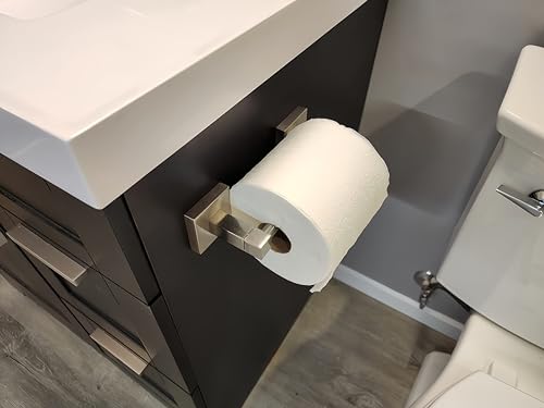 Toilet Paper Holder Wall Mount, Brushed Nickel Bathroom Toilet Paper Holder for SUS 304 Stainless Steel, Double Post Pivoting Square Toilet Paper Roll Holder for Bathroom RV Paper Towels for TP - color: Square Brushed Nickel
