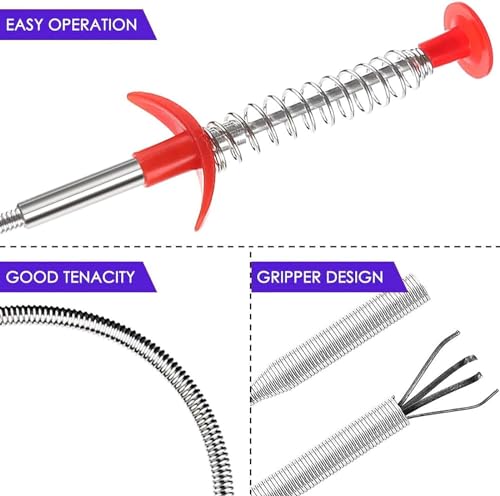 Drain Snake Hair Drain Clog Remover Tool - 116 inch Sink Drain Cleaner for Toilet Sewer Shower Kitchen Bathroom Tub Clogged Drains Opener Cleaning Tool - style: 116 in