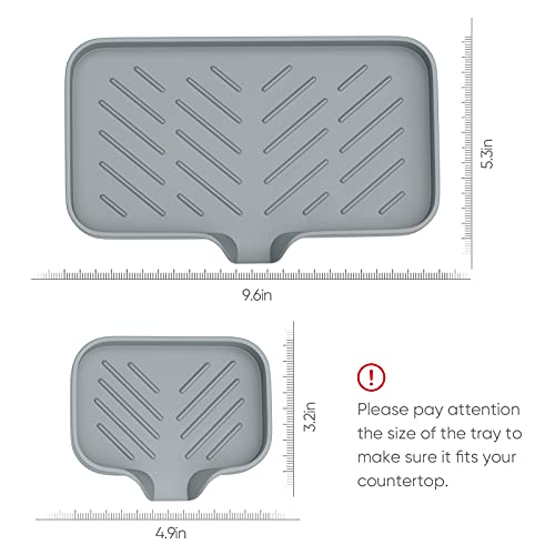 Kitchen Soap Tray,Kitchen Sink Tray Sponge Tray Kitchen Sponge Holder Self Draining Premium Silicone Soap Holder for Bathroom Counter Sink Caddy Organizer for Dish Soap Bottle,Soap Dispenser - color: Trgy