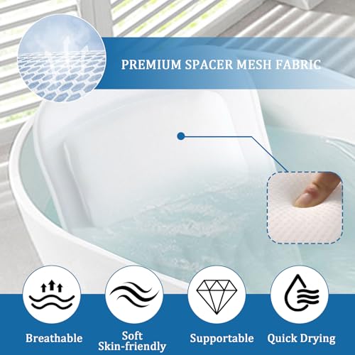 EMMTEEY Full Body Bath Pillow for Tub,Bathtub Pillow for Head and Neck Support, Soft Tub Pillow for Comfort, Non-Slip Bath Cushion for Women, Men and Seniors Bath Accessories