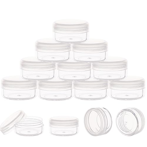 10 Gram Sample Containers with Lids, 10Pcs Clear Sample Jars, Small Cosmetic Travel Containers for Makeup, Lotion, Cream, Powder, 10 ML Mini Container with Lids - color: Clear