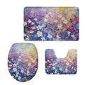 Daisy Print 3 Piece Bathroom Rug Set Soft Contour Rug + Toilet Lid Cover + Bath Mat Toilet Seat Cover with Lid Cover Toilet Seat Cover and Rug Set Toilet Seat Cover Set with Easy Cleaning - color: Daisy Print