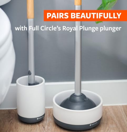 Full Circle Scrub Queen, Bathroom Toilet Brush with Ceramic Holder and Instant-Dry Coating for Mold & Mildew Prevention, More Hygenic Toilet Cleaning Scrubber, Replaceable Head, White - color: Starter Kit, style: Toilet Brush