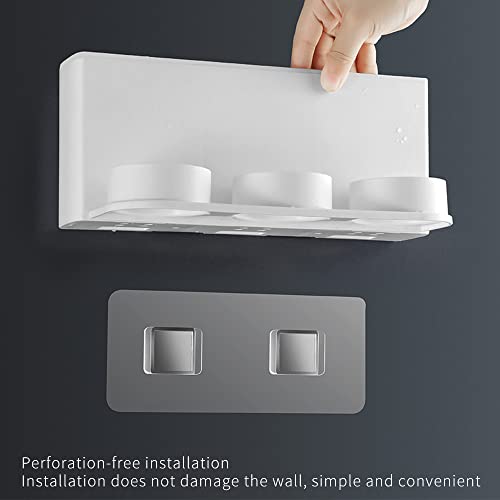 So Nice Toothbrush Holders for bathrooms Accessories Wall Mounted,Electric Shower Toothbrush Holder White Plastic toothbrushes Holder Set for Kids with 3 Cups - color: 3cups