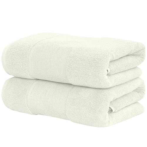 Modern Threads - Air Cloud 2-Pack 100% Zero-Twist Cotton Bath Sheet Set - Super Absorbent & Quick Dry - 500 GSM - Soft & Plush, Ivory - color: Ivory, size: 2-Pack Bath Sheet