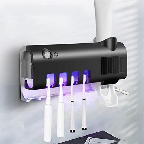 Tube Squeezing Aids， Automatic Toothpaste Dispenser Wall Mount Dust-Proof Toothbrush Holder Wall Mount Storage Rack Bathroom Accessories Set Squeezer (Color : White)