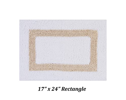 Better Trends 100% Cotton Hotel Collection Bath Mats Set, White & Sand Mats - Tufted, Reversible & Absorbent & Machine Washable 2 Piece Bathroom Rug Set, Toilet Base & Sink Bath Mat Rug - color: White & Sand, size: 2 Piece Set (17" x 24" | 20" x 20")