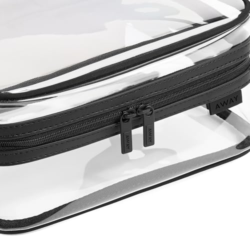 Away Clear Toiletry Bag - Water-Repellent Travel Toiletry Bag with 2 Compartments, U-Zip Opening, Interior Zip Pocket - Jet Black - color: Jet Black