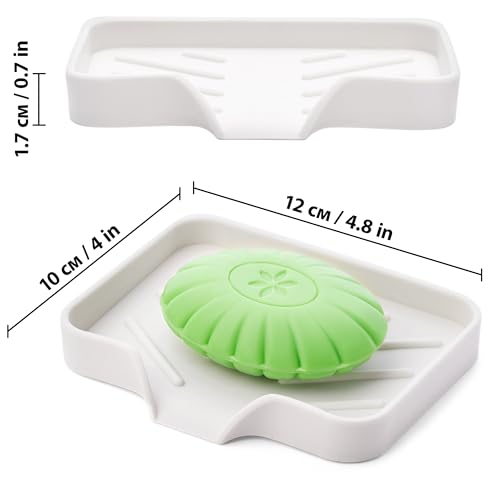 Silicone Soap Dish & Tray - Self Draining, Durable Rubber with Drainage - Kitchen & Shower Soap Holder - color: Cream, size: S(4.7X3.5) 1 PC