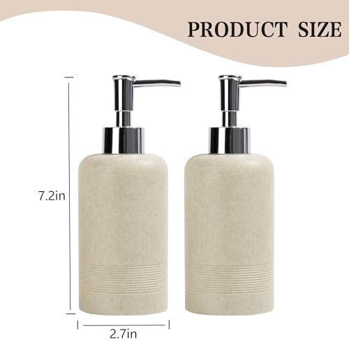 YMXYJM 2pcs/Set Hand Soap Dispenser Sets - 10.8oz Refillable Resin Liquid Soap Dispensers with Rust-Proof Pump for Bathroom Countertop or Kitchen, Beige - color: Beige