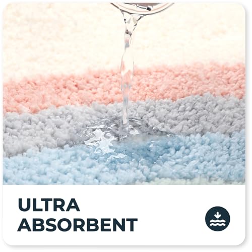 Cute Toilet Rug U Shaped, Microfiber Bathroom Toilet Rugs Non Slip Bath Mat Toliet Rug Machine Washable Absorbent Bathroom Rugs 20 x 22 Inches, Rainbow - color: Rainbow