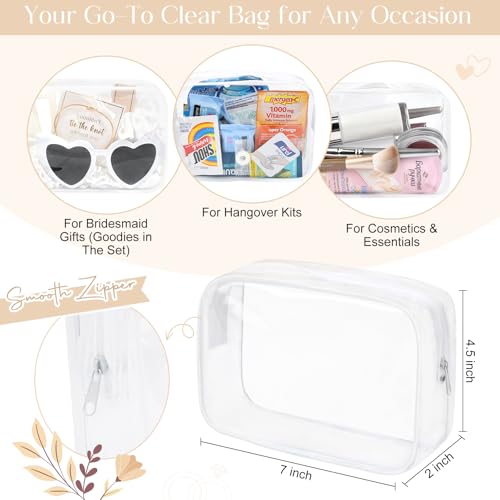 DEEKA 5 Pcs Bridesmaid Proposal Bag Set Gift Clear Makeup Toiletry Bag Bachelorette Party Favors Sunglasses Hair Claw Clips Scrunchies Knot Bracelets Bridal Wedding Party Gifts (White) - color: White, size: 1 Set