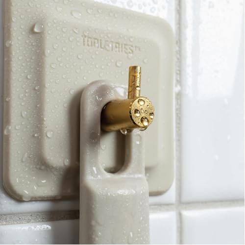 TOOLETRIES Silicone Back Scrubber for Shower with Hook - Sand | Long ergonomic bath brush with a non-slip grip for exfoliating and reaching hard-to-reach areas comfortably. - color: Sand