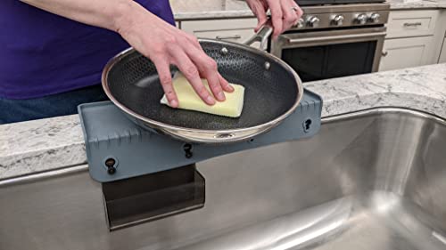 SiliProducts SiliSink Silicone Sink Edge Guard for Kitchen Sink - Fits 3.75” - 4” Wide - The Original Silicone Edge Protector with Sponge Caddy, 14” Gray - color: Gray, size: 4in x 14in