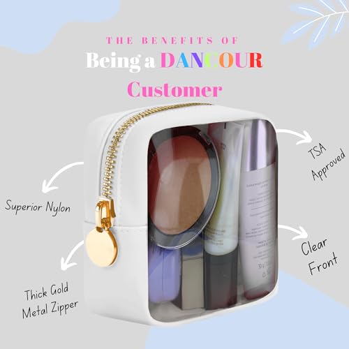 Mini Clear Cosmetic Pouch for Travel & Purse by DANCOUR - color: White, style: Mini