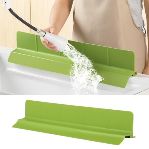 23" Ultra Silicone Sink Splash Guard Released in 2026 for Kitchen Sink,Bathroom and Island,with 3.5" High Splash Guard & 7 Strong Suction Cup (Matcha Green) - color: Matcha Green