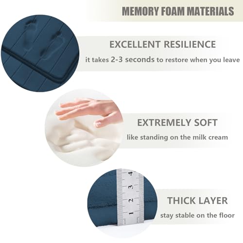 Bathroom Rugs Set 3 Piece Memory Foam Bathroom Mat Set Non-Slip Extra Absorbent Shaggy Soft Bath Mat,Machine Washable Bathroom Carpets for Bedroom,Haze Blue - color: Haze Blue