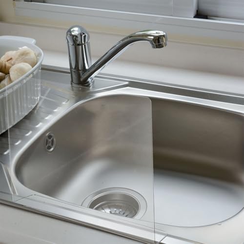 PRETYZOOM Acrylic Kitchen Sink Splash Guard 13.77 X 8.26 Inch Clear Water Barrier Panel for Countertop and Bathroom Sink Protection - size: 35.00X21.00X5.00CM