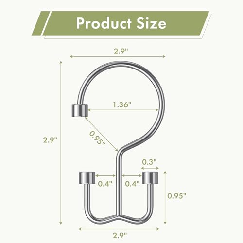 Amazer Chrome Shower Curtain Hooks, 12PCS Minimalist Simple Double Shower Curtain Rings, Rust-Resistant Metal Shower Hooks, Cylinders Shower Rings for Bathroom Shower Rods Curtains - color: Chrome, style: Cylinders - Double Hooks