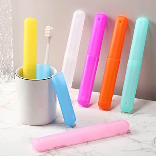 60 Pieces Plastic Toothbrush Holders Portable Travel Toothbrush Case Cover Protector Case Holders for Indoor Outdoor Travel Trip Home Camping School (Colorful) - color: Colorful