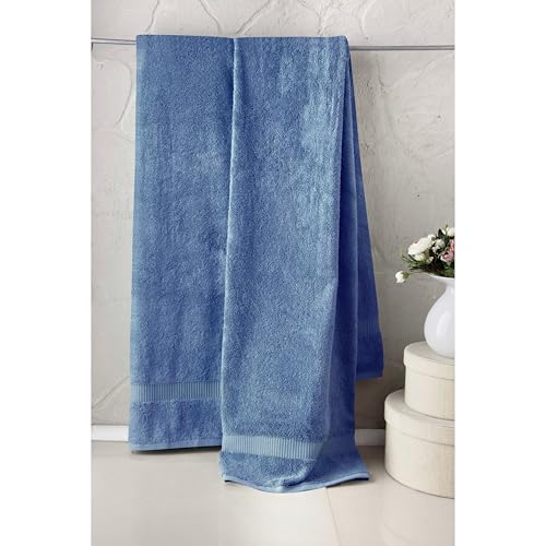 SALBAKOS 100% Turkish Cotton Bath Towels | 4 Piece Turkish Bath Towels Blue 27x54 in Standard Size | Premium Hotel Quality, Super Absorbent, Thick & Plush Turkish Bath Towel (Blue, 4 Bath Towels) - color: Blue, size: 4 Bath Towels