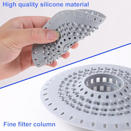 Bathtub Drain Hair Catcher, Silicone Tub Hair Catcher Drain Protector Strainer, Collapsible Shower Hair Drain Catcher Strainer for 1.48'' to 1.75'' Regular Drains, 3PCS