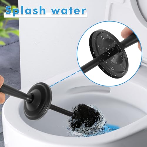 Black Toilet Brush and Holder Set, Stainless Steel Toilet Brush for Bathroom,Heavy Duty Black Toilet Bowl Brush and Holder,Deep Cleaning Modern Toilet Cleaner Brush -Space Saving, Covered Brush - color: Black