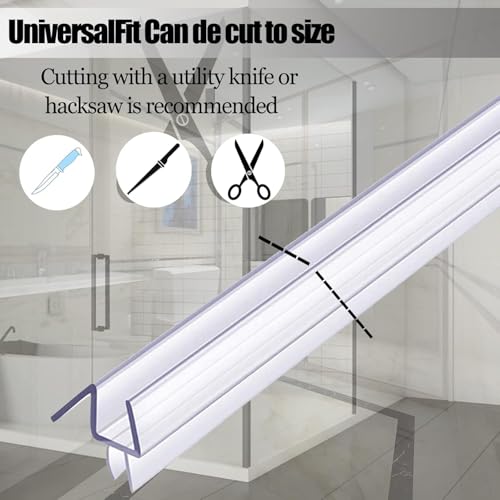 2-Pack Frameless Shower Door Bottom Seal for Glass Doors, Stop Leaks and Create a Water Barrier 39" L for Glass Shower Door Transparentg Seal Strip (1/4" (6mm)) - size: 1/4" (6mm)