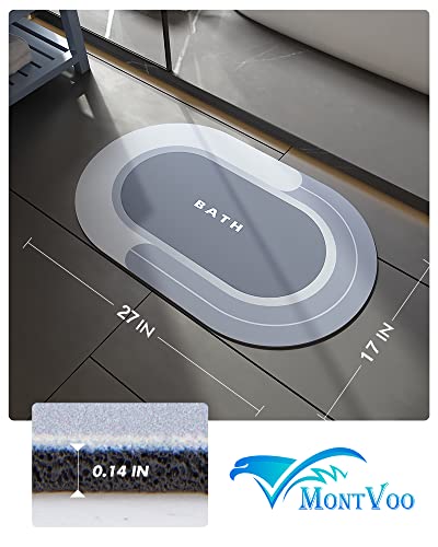 MontVoo Bath Mat - Non Slip, Quick Dry, Stain Resistant Bath Mat Rug for Bathroom Floor - Easy Care Shower Rug for Outside Bathtub - 17"x27" Blue - color: Blue, size: 17"x27"