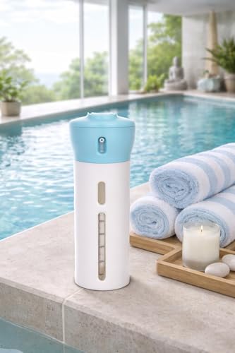 Travigo 4-in-1 Travel Dispenser Bottle, TSA Approved, Leak Proof, Four Reusable 1.4 oz. (40 mL) Toiletry Containers for Shampoo, Conditioner, Soap, Lotion, Skincare (Blue) - color: 1 Dispenser (Blue)
